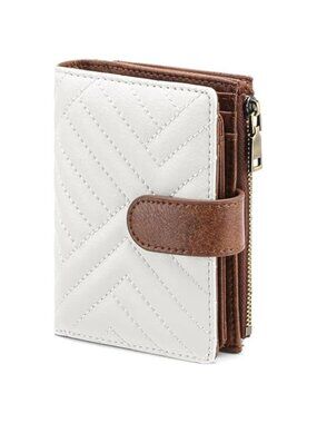 Small Bifold Wallet Women RFID Blocking Vegan Leather Card Holder ID Window